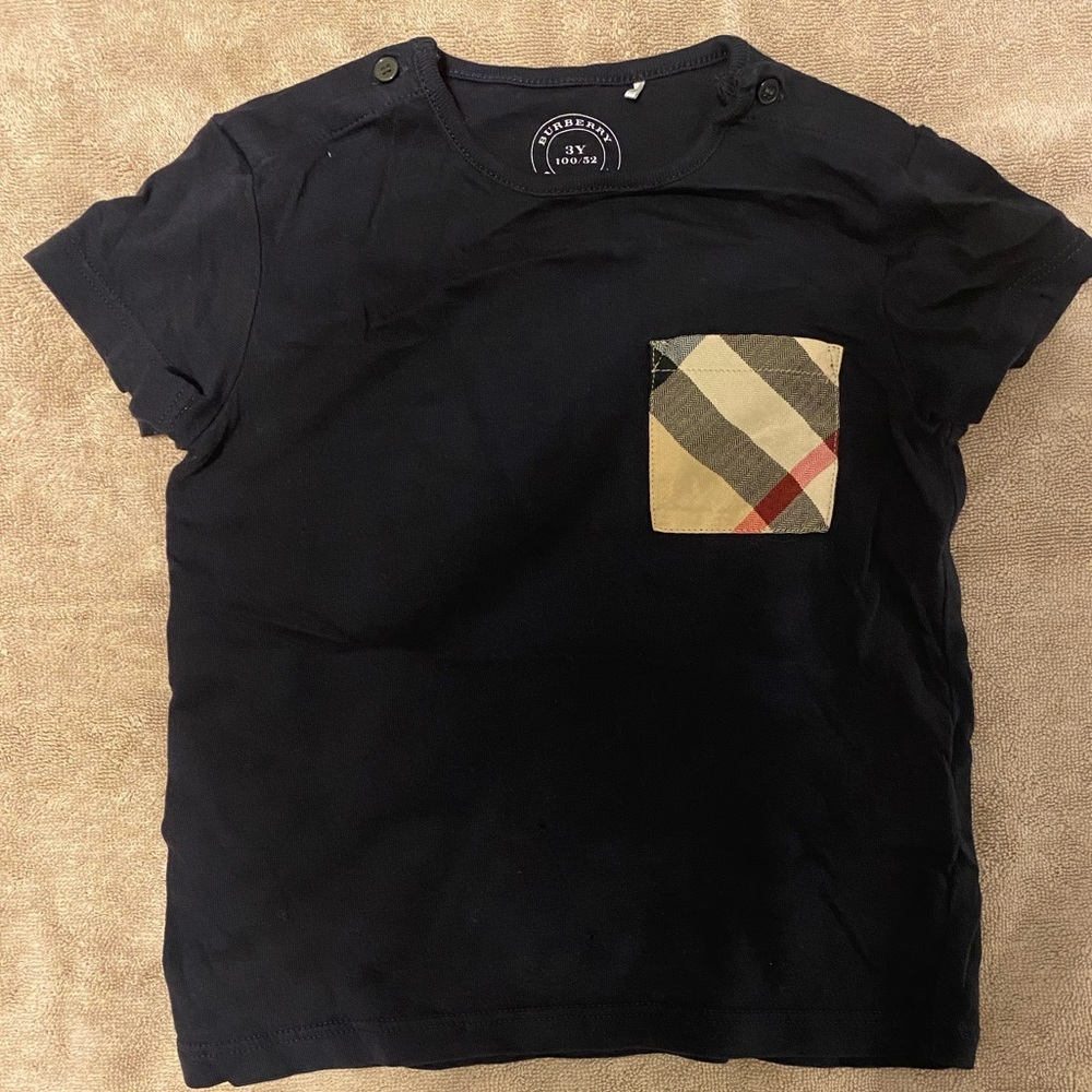 Burberry Black Tee with Check Pocket
